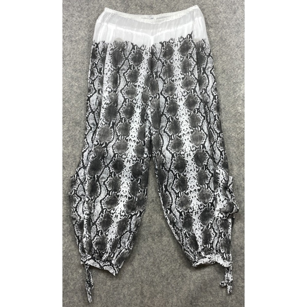 Banana Blue Linen Pants White Gray Small Snake Cargo Joggers Lagenlook